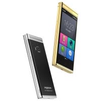守护宝 W2020 金色 翻盖老人机大屏商务双卡双待智能手机全网通4G电信移动联通手写触屏老人定位微信备用机