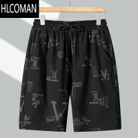 HLCOMAN特大码冰丝速干短裤男胖子加肥加大休闲运动五分裤高腰沙滩裤肥佬