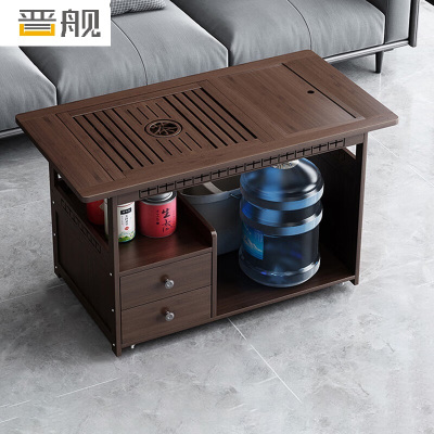 晋舰 移动茶台家用阳台竹木小茶桌烧水壶一体简约现代功夫茶几 80长带盖板