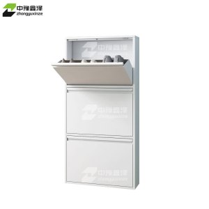 中豫鑫泽 ZYXZ4022016 钢制翻斗鞋柜简约现代收纳柜白色三斗