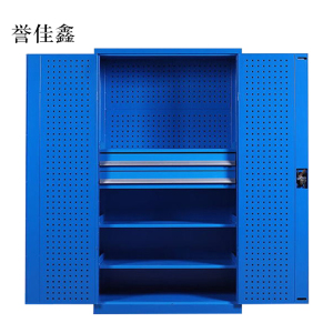 誉佳鑫工具柜加厚铁皮储物柜工厂车间用带抽屉汽修多功能收纳柜通门内二抽柜蓝色