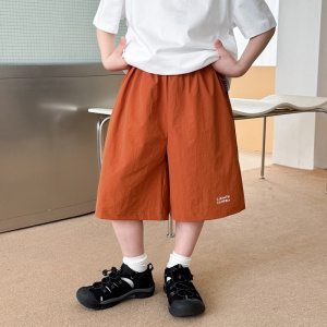 童酷2026男童夏款多巴胺字母印花中大童速干裤宽松拉链袋儿童短裤
