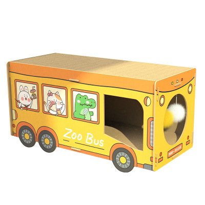 得酷 车型猫抓板 DIY巴士 双层校车 夏季猫窝抓板 凉爽透气 猫玩具 宠物玩具