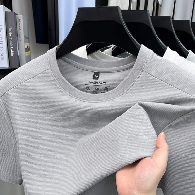 春夏新款男士简约圆领青年日式休闲纯色透气薄款舒适短袖T恤