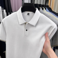 春夏新款男士纯棉短袖Polo衫商务休闲纯色简约翻领舒适新疆棉