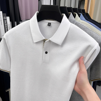 春夏新款男士纯棉短袖Polo衫商务休闲纯色简约翻领舒适新疆棉