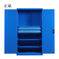 正斌工具柜加厚铁皮储物柜工厂车间用带抽屉汽修多功能收纳柜通门内二抽柜蓝色