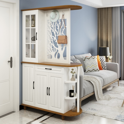 欧式田园门厅玄关柜烤漆双面镂空鞋柜间厅柜进门屏风装饰柜隔断柜(164