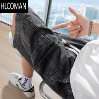 HLCOMAN工装牛仔短裤男夏季薄款潮牌宽松男士中裤2024新款休闲男生五分裤