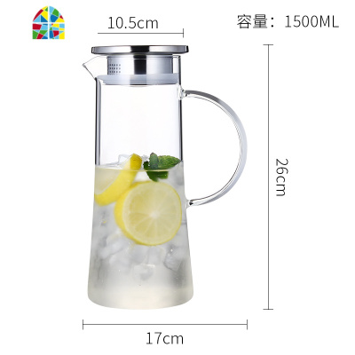 新款凉水壶玻璃耐热高温防爆家用大容量凉白开水杯茶壶套装冷水壶 FENGHOU 三角水壶中1200ml