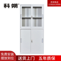科朔 文件柜铁皮柜资料柜办公室柜子档案柜 上玻下铁移门文件柜 KS-G037