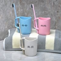 三口之家创意刻字小麦秸秆漱口杯洗漱水杯牙缸刷牙杯子情侣套装 三维工匠 圆形四口之家+爸+妈+姐+妹洗漱杯