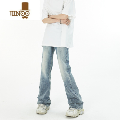 YANXUMaxDstr 美式复古微喇叭泛白做旧水洗牛仔裤男宽松堆积感显瘦长裤