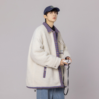 NEWLAKE国潮羔毛外套男冬季加厚新款工装棉衣服韩版潮流棉袄学生上衣男棉衣