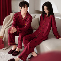 情侣睡衣春秋冬季棉质本命年喜庆结婚红色一男士一女士家居服套装_874