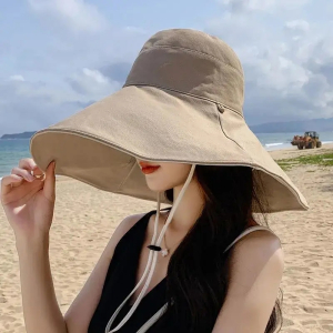 帽子女夏季遮阳帽渔夫帽大帽檐遮脸太阳帽防晒