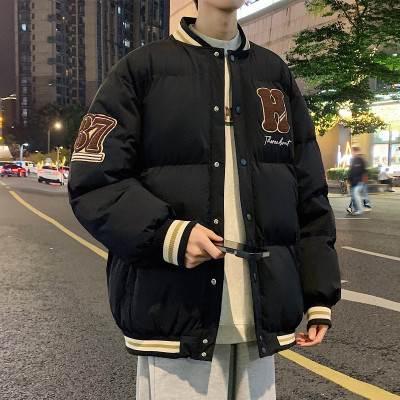 [8.5折价254.9元叠加优惠券]唐狮秋冬季新款棉衣男士美式毛巾绣棒球领加厚外套青少潮牌