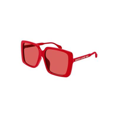 Gucci/古驰女款红色醋酸纤维红镜片太阳镜个性时尚潮牌眼镜