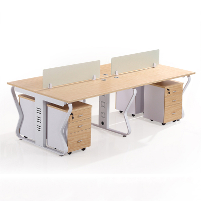 易企采 四人位含活动柜无椅 职员屏风工位办公桌 240*120*75CM 单位:套