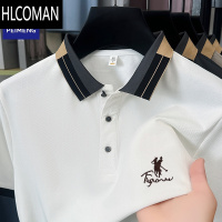HLCOMAN夏季新款男士短袖T恤商务休夏宽松纯色翻领半袖打底衫上衣