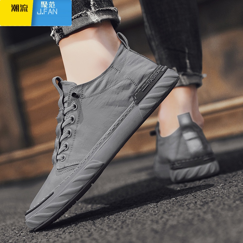 聚范冰丝男鞋2024新款夏季老北京布鞋男款一脚蹬休闲运动帆布板鞋春季