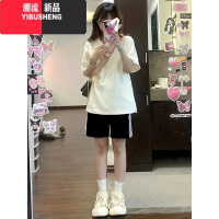 YIBUSHENG美式运动短裤女薄款高腰直筒2024季休闲宽松阔腿学生五分中裤子