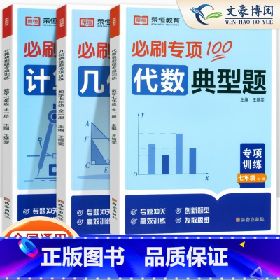 七年级 全册[几何+计算+代数 3本] 初中通用 [正版]初中数学几何计算代数典型题专项训练人教版七八年级刷题中考解题方