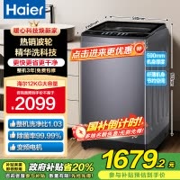 海尔(Haier) 12公斤 变频 全自动 波轮洗衣机 精华洗 除菌螨 玻璃盖 仿手搓 XQB120-BSE30L2