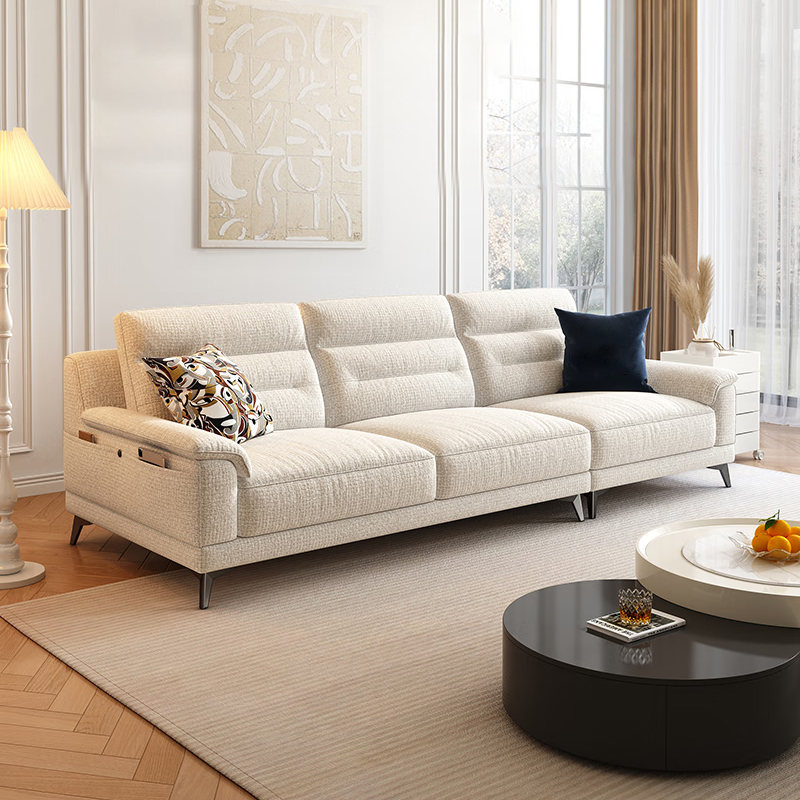 虔度极简北欧布艺三人沙发大户型客厅现代简约家居多功能可拆洗设计宽大舒适耐用