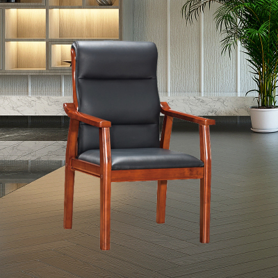 优百丽 SH-C06 橡胶木椅 办公家具 办公椅 皮艺老板椅 实木四脚椅 电脑椅会议椅 皮料色彩可定制