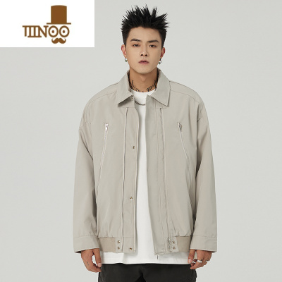 YANXU2023秋季新款外套男宽松设计感工装夹克男休闲百搭侧缝插袋上衣男