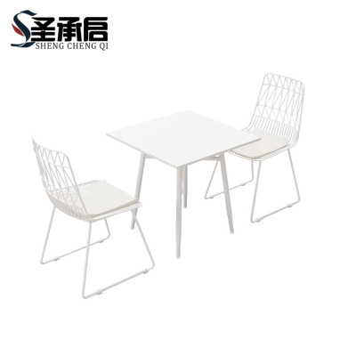 圣承启 桌椅组合 白色方桌+2椅 套