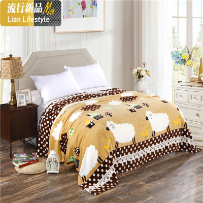 冬季薄款法兰绒毛毯珊瑚绒毯子单人双人绒毯法兰绒床单午睡毯盖毯 三维工匠
