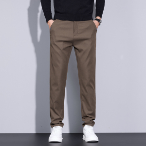 老爷车(LAOYECHE)休闲裤男士宽松弹力直筒长裤子冰丝秋季厚款黑色西装裤秋冬款