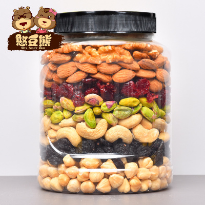 憨豆熊每日坚果500g-混合什锦干坚果仁综合1斤罐装孕妇零食品