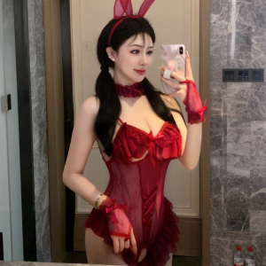 长夜漫漫情趣内衣俏皮兔女郎诱惑性感开裆花边透视睡衣女制服2309
