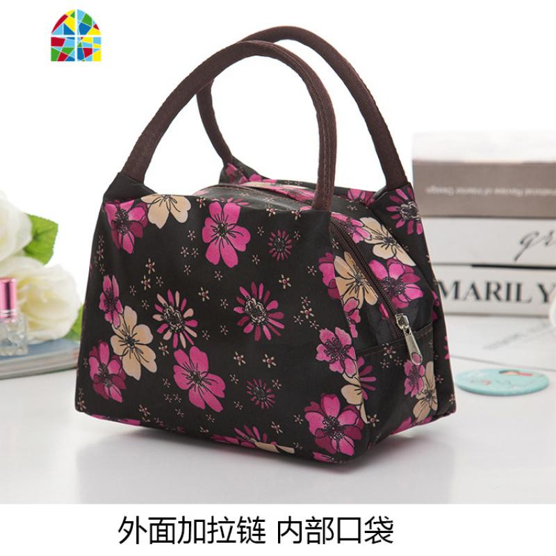 学生饭盒袋手提包上班族妈咪买菜时尚简约手拎帆布午餐保温袋 FENGHOU 紫熏花朵