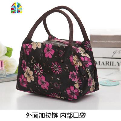 学生饭盒袋手提包上班族妈咪买菜时尚简约手拎帆布午餐保温袋 FENGHOU 紫熏花朵