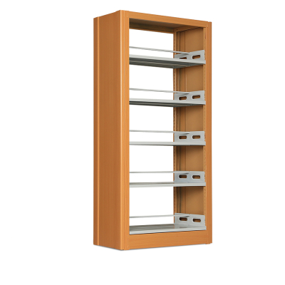 易企采 钢制书架学校图书馆书店书籍室阅览室单面书架资料架木护板一列一组五层 双面一列一组