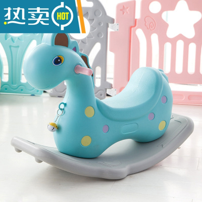 宝宝婴儿音乐摇摇马塑料儿童骑马1-6岁小孩木马男女孩礼物3岁真智力绿色小恐龙-加厚防滑垫+铃铛-