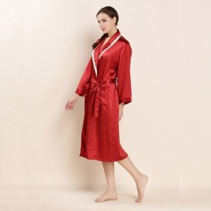 美帮汇100新桑蚕丝真丝睡袍家居服情侣款男女秋冬舒适睡衣