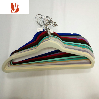 三维工匠日式防滑植绒衣架衣撑家用衣挂42cm衣橱整理10只衣柜丝绒衣撑