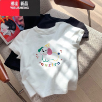 YIBUSHENG正肩百搭上衣小个子趣味小狗印花白色短袖T恤女季2024新款