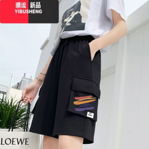 YIBUSHENG工装短裤女薄款宽松阔腿中裤潮ins运动休闲裤高腰显瘦五分裤