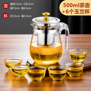 [补贴10%]高硼硅玻璃茶壶304不锈钢家用泡茶壶单壶耐高温茶具套装明火加热