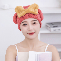 [补贴10%]干发帽超强吸水速干帽蝴蝶结新款可爱干发巾洗头发浴帽女包头巾 [酒红色]速干加厚❤大蝴蝶公主帽