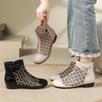 头层牛皮复古镂空马丁靴女26春夏新款中跟民族风休闲软底妈妈凉靴_581