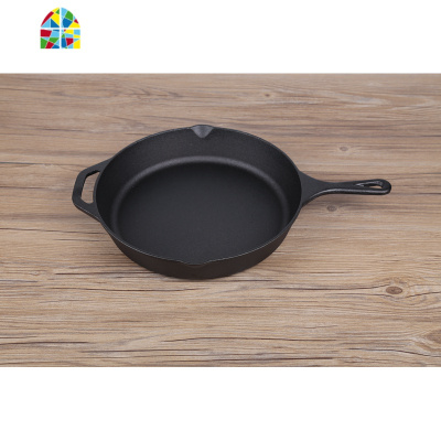 铸铁锅无涂层平底煎锅老式加厚宝宝煎蛋饺皮饼铛牛排烤肉 FENGHOU 直径30厘米铁把