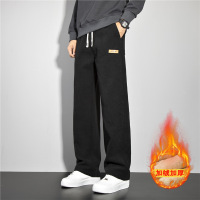加绒加厚针织休闲卫裤男士秋冬季新款宽松直筒运动长裤子男装