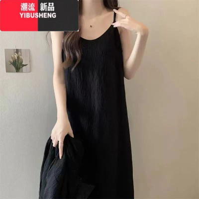 YIBUSHENG吊带连衣裙新款2024法式时尚复古女气质性感修身显瘦遮肉中长裙潮